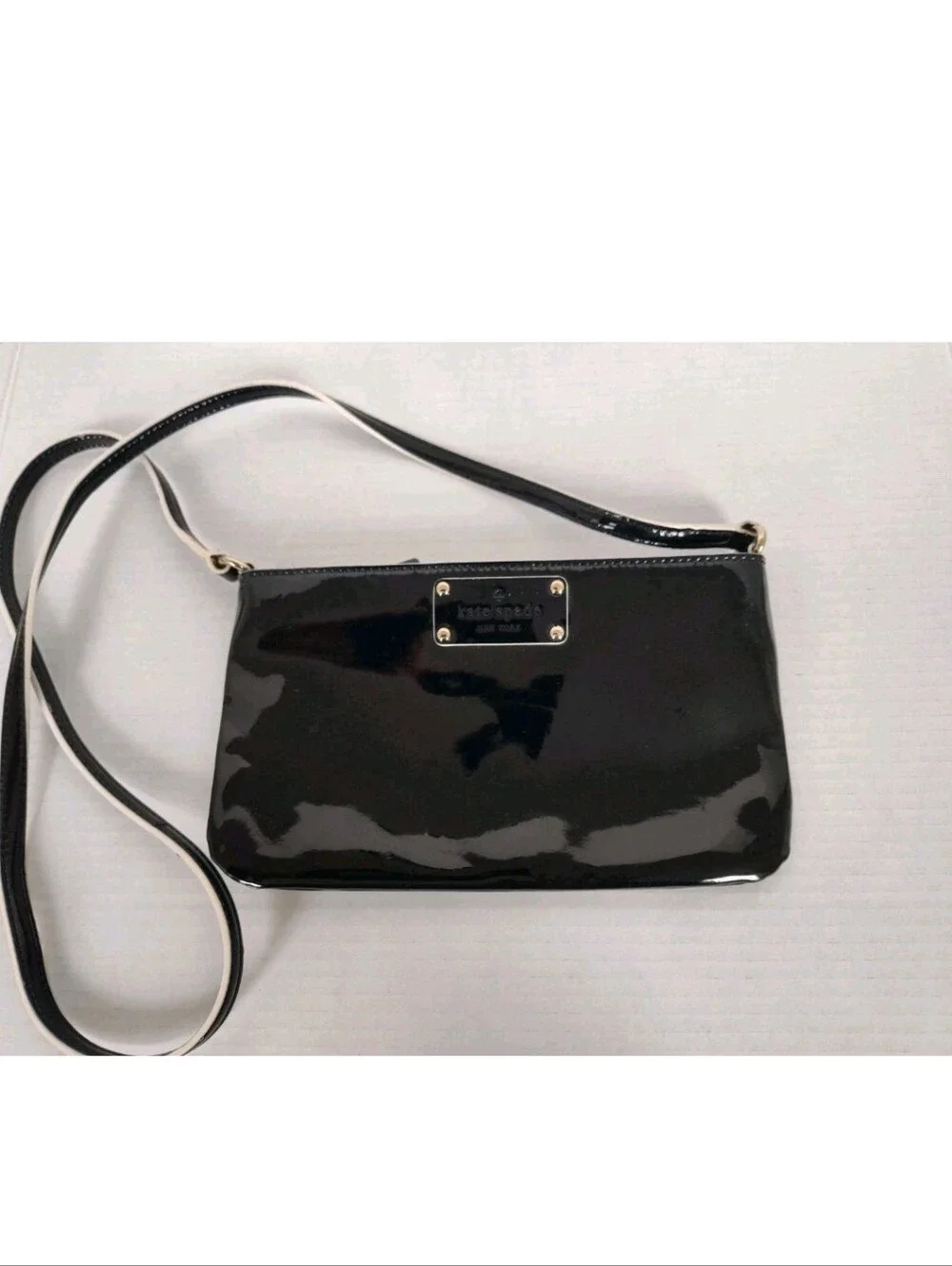 Kate Spade Black Patent Leather Crossbody Bag Zip Closure Purse Handbag